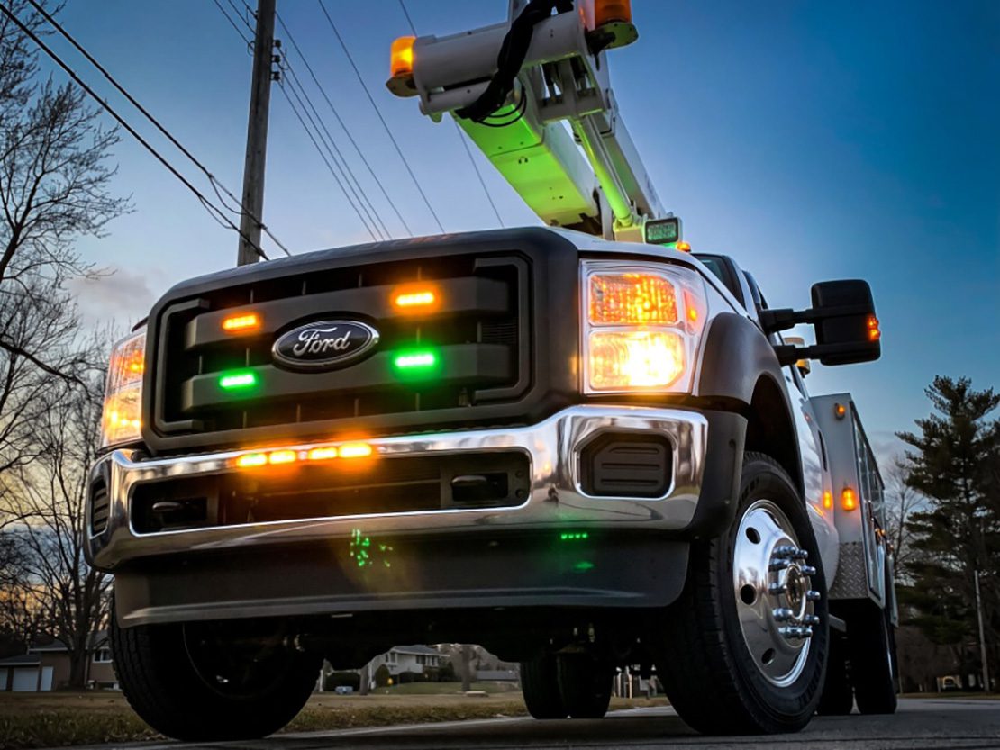 Emergency Truck Lights at a Construction Site